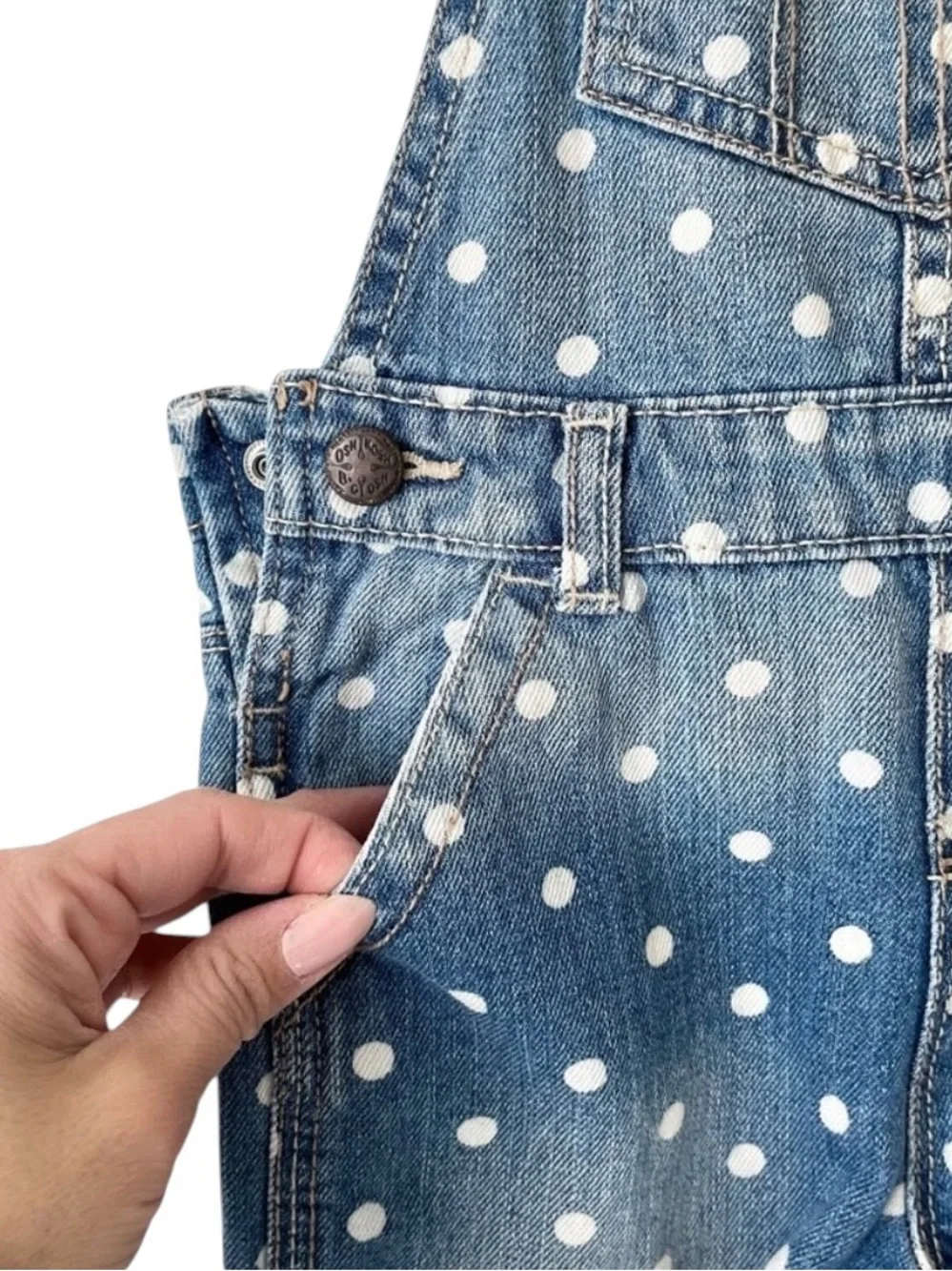 OshKosh B'gosh Blue and White Denim Overalls